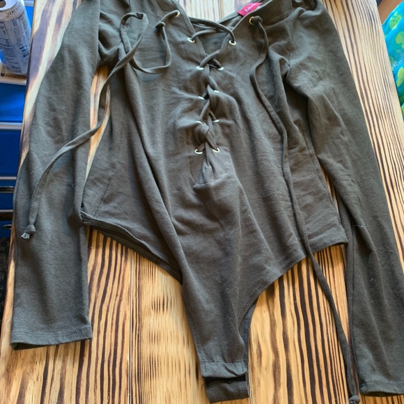 Fashion Love Brown Lace Up Long Sleeve Bodysuit - Picture 7 of 7